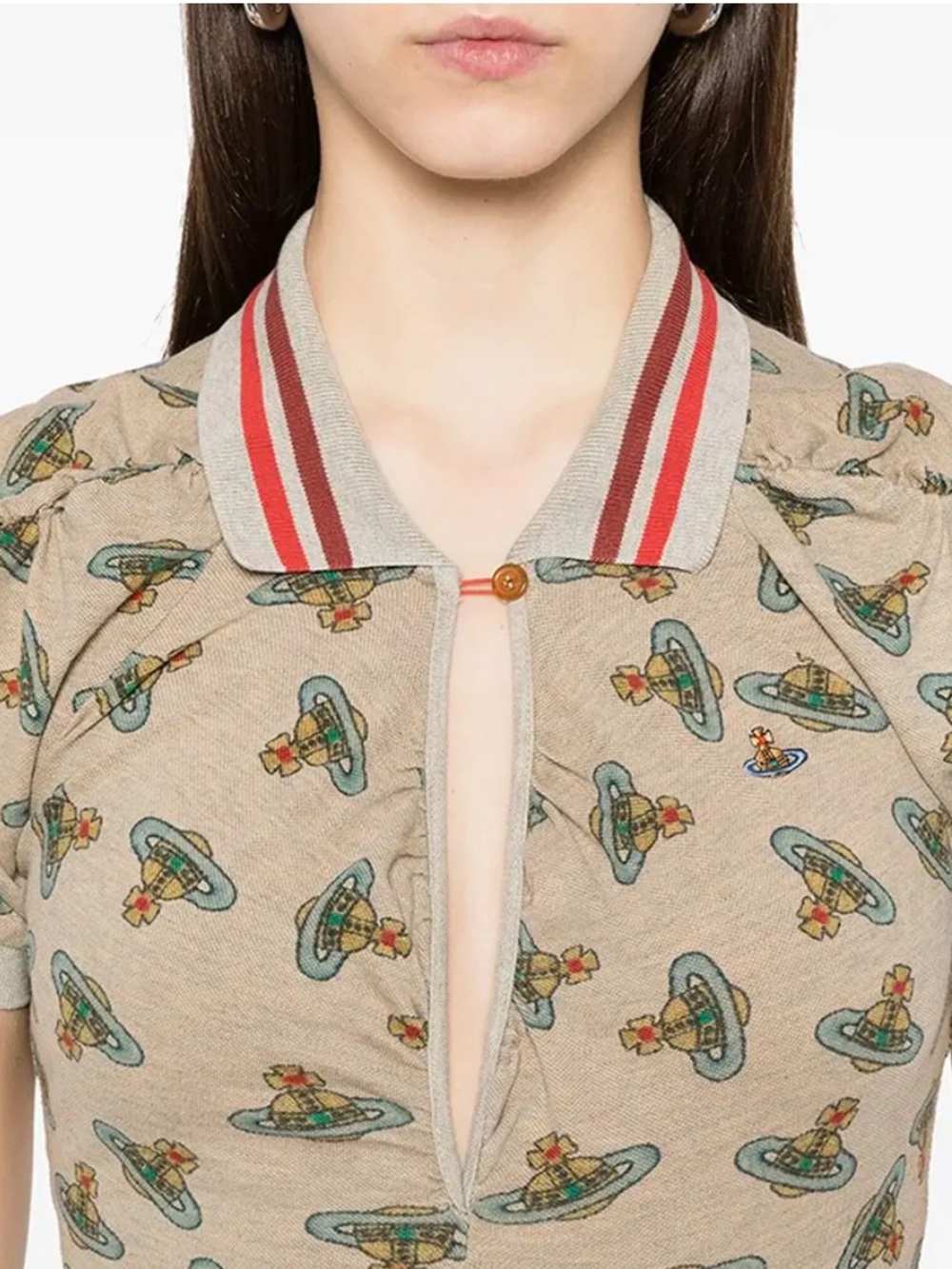 Vivienne Westwood Orb Print Polo Ruched Midi Dress size M - Picture 2 of 5
